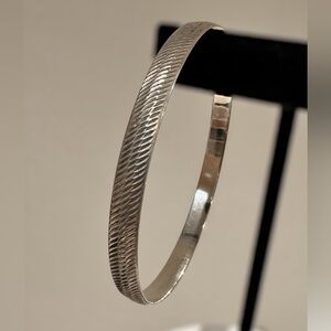 Elegant Textured Sterling Silver Bangle Bracelet